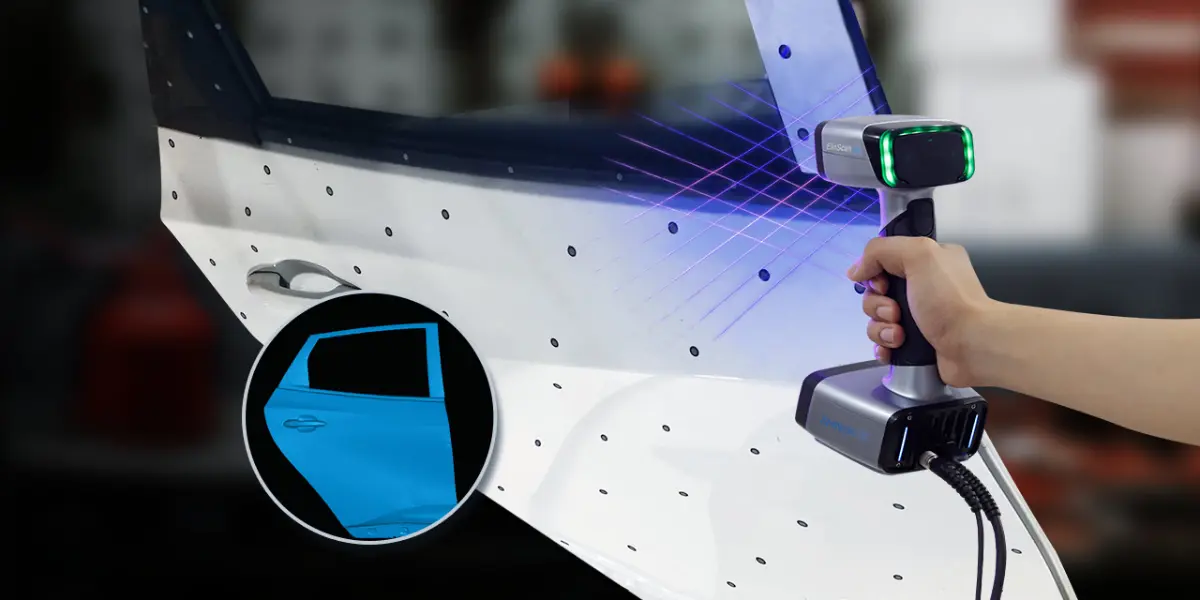 Digitalização 3D de porta de carro com EinScan HX