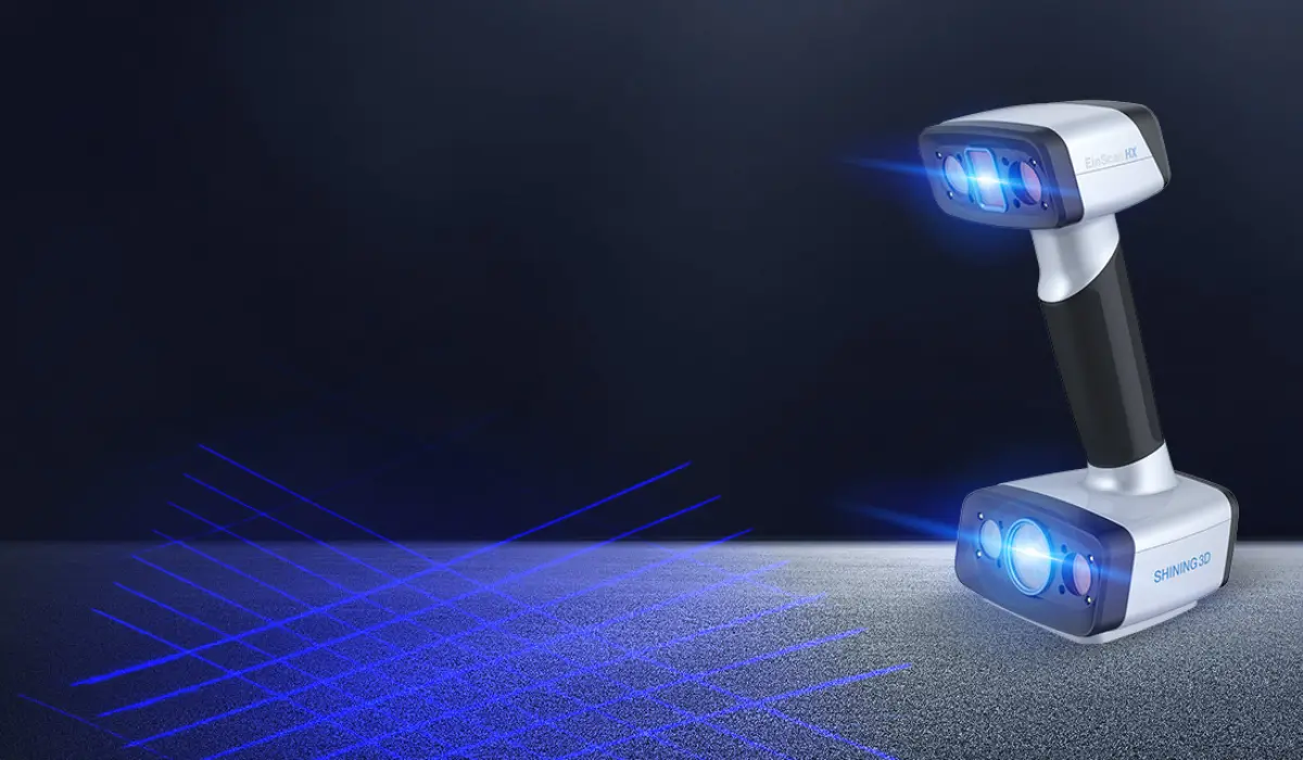 EinScan HX com led e laser azul ligado